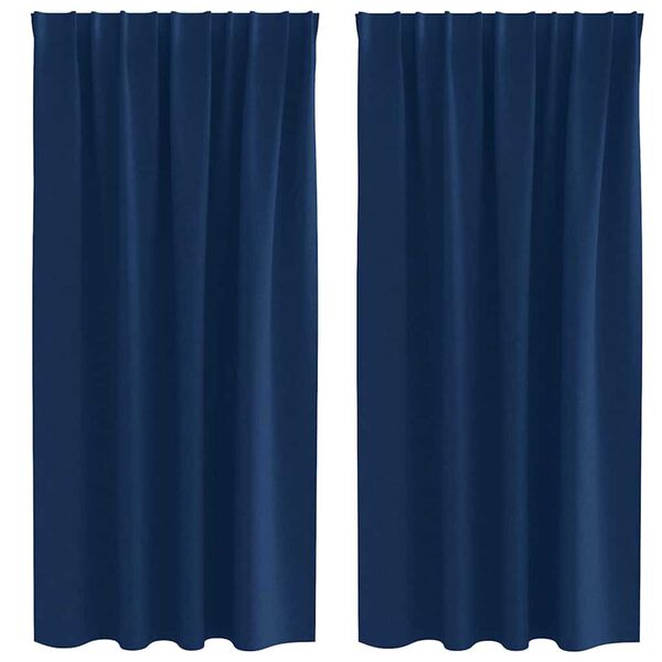 vidaXL Blackout Curtains with Rings 2 pcs Dark Blue 175 x 140 cm
