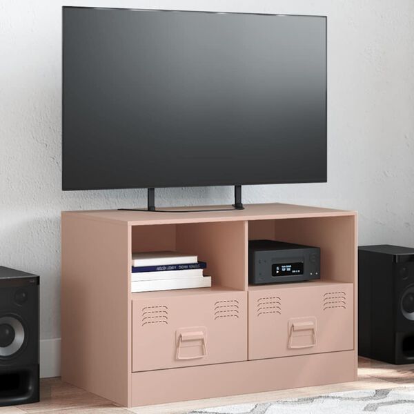vidaXL TV Cabinet Pink 67x39x44 cm Steel