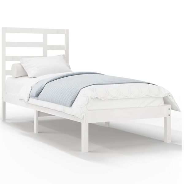 vidaXL Bed Frame without Mattress White Solid Wood 90x200 cm