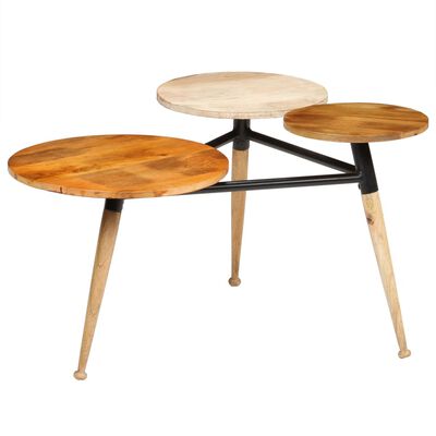 vidaXL Coffee Table Solid Mango Wood and Steel 89x77x52 cm