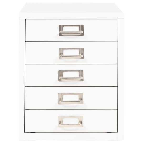 vidaXL Filing Cabinet with 5 Drawers Metal 28x35x35 cm White