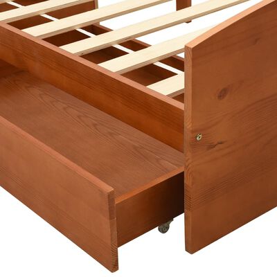 vidaXL Bed Frame with 2 Drawers Honey Brown Solid Pine Wood 90x200 cm