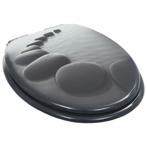 vidaXL WC Toilet Seats 2 pcs with Soft Close Lids MDF Stones Design