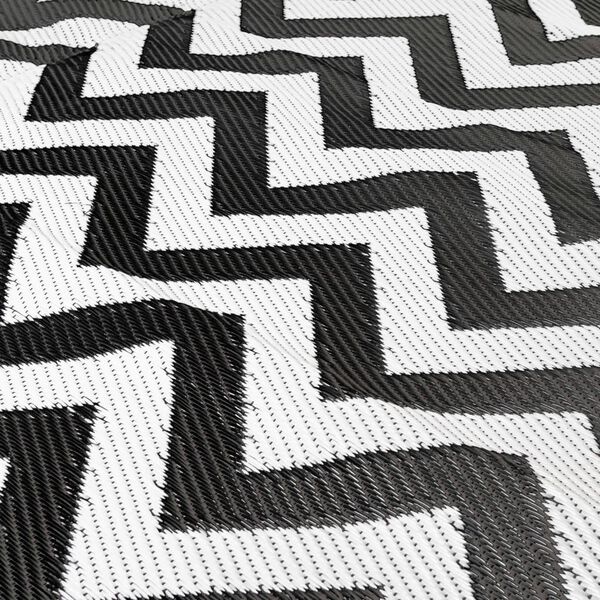 Bo-Camp Outdoor Rug Chill mat Wave 2x1.8 m M Black and White