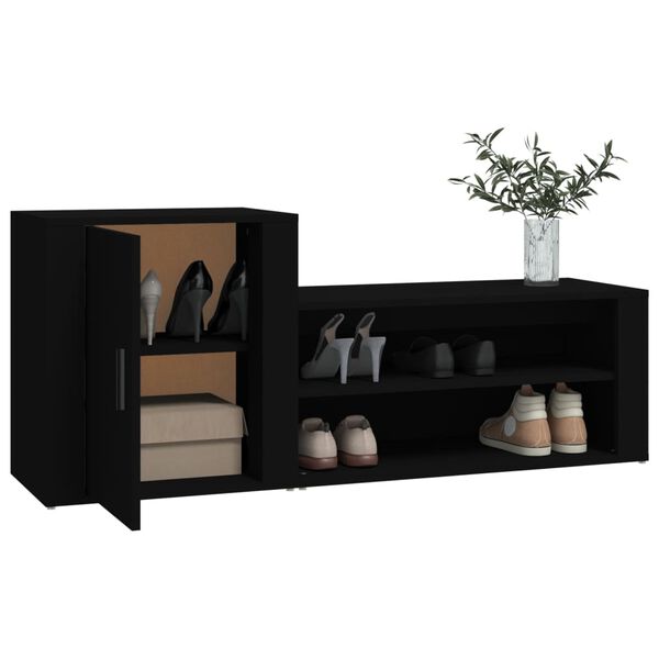 vidaXL Shoe Cabinet Black 130x35x54 cm Engineered Wood