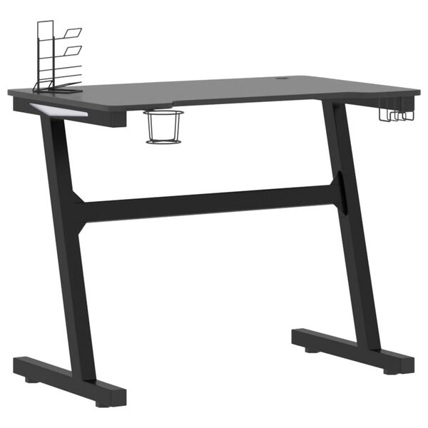 vidaXL Gaming Desk LED with Z Shape Legs Black 90x60x75 cm