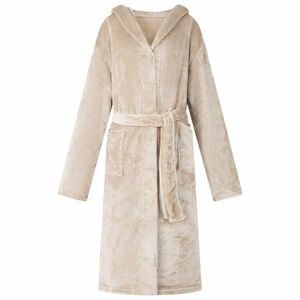 vidaXL Bathrobe Hoodie Beige L Flannel