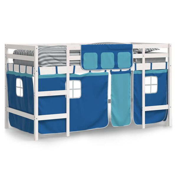 vidaXL Kids' Loft Bed with Curtains without Mattress Blue 90x190cm