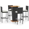 vidaXL 5 Piece Garden Bar Set with Cushions Poly Rattan Black