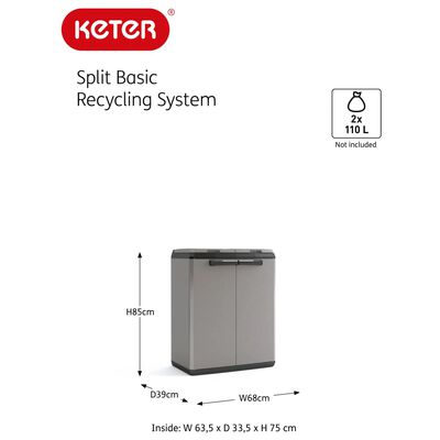 Keter Recycling Cabinet “Split Basic” Grey and Black 85 cm