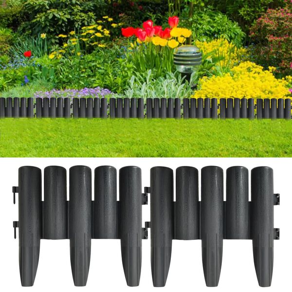 vidaXL Lawn Edgings 36 pcs Anthracite 10 m PP