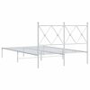 vidaXL Metal Bed Frame without Mattress with Headboard White 120x200cm