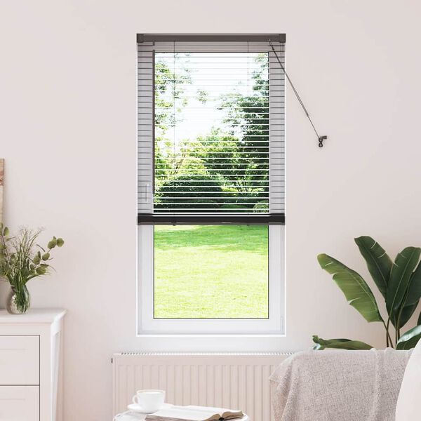 vidaXL Window Blind with Curtains Manual Black Aluminium