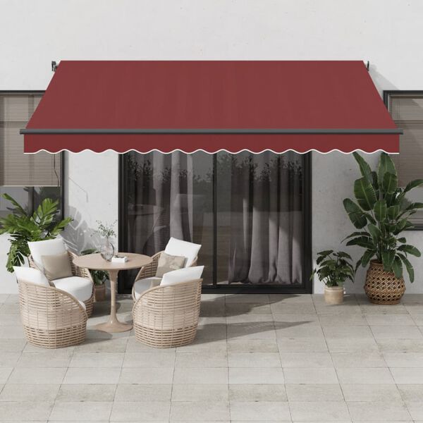vidaXL Manual Retractable Awning Burgundy 400x350 cm