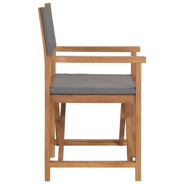 vidaXL Folding Director's Chairs 2 pcs Grey Solid Wood Teak