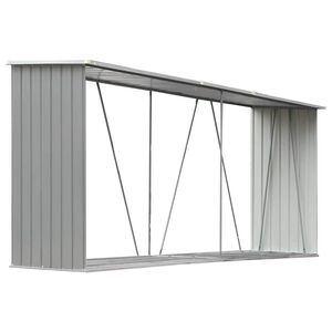 vidaXL Garden Log Storage Shed Galvanised Steel 330x84x152 cm Grey