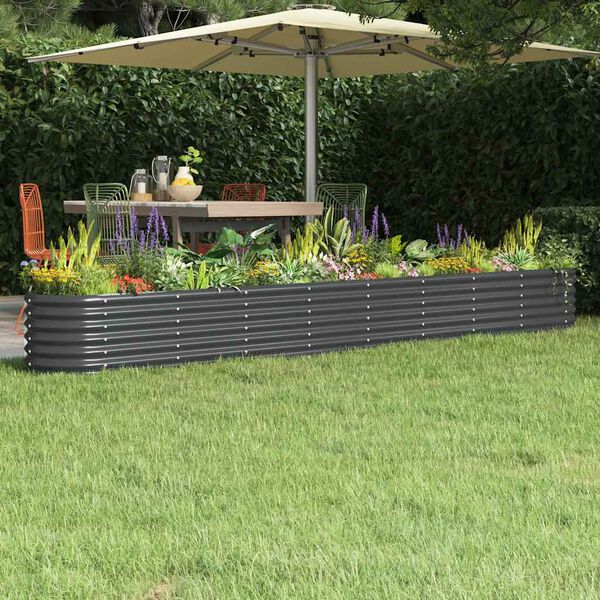 vidaXL Garden Raised Bed Galvanised Steel 332x40x36 cm Anthracite