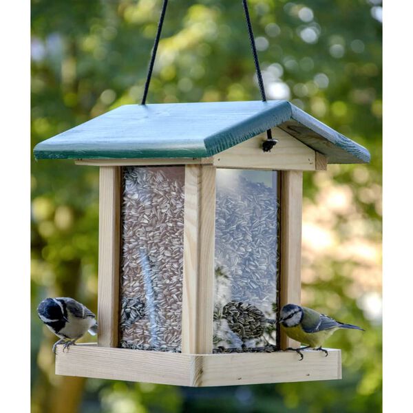 dobar Bird Feeder with Silo FSC Wood Natural and Green