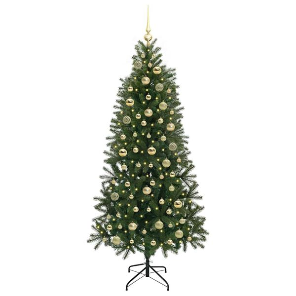 vidaXL Artificial Christmas Tree with 300 LEDs Green 180 cm PE and PVC
