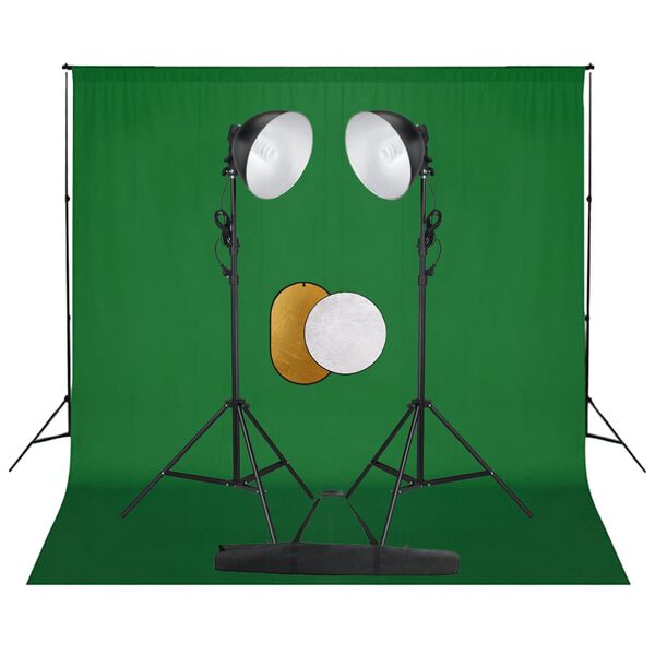 vidaXL Photo Studio Kit with Lights. Backdrop and Reflector