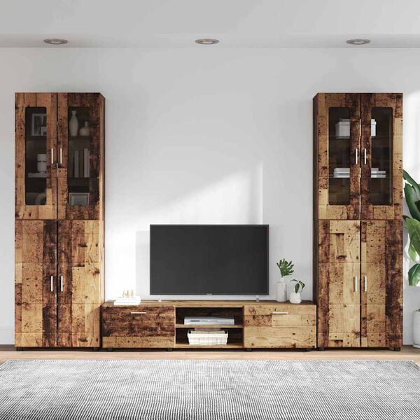 vidaXL TV Cabinet Set with Drawer FLORIN Old Wood Engineered Wood