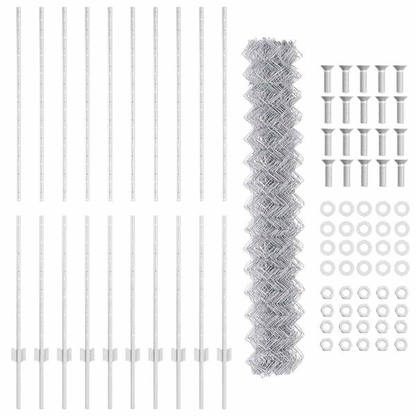 vidaXL Fence with Post Silver 1.6 x 10 m Steel