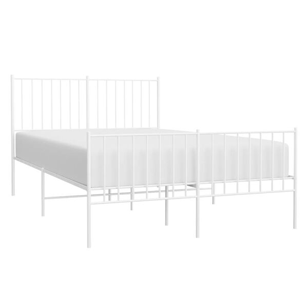 vidaXL Metal Bed Frame without Mattress with Footboard White 120x200cm