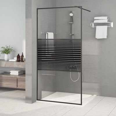 vidaXL Walk-in Shower Wall Black 100x195 cm Clear ESG Glass