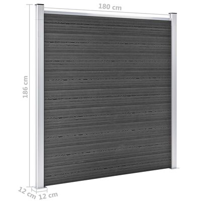 vidaXL Fence Panel Set WPC 872x186 cm Black
