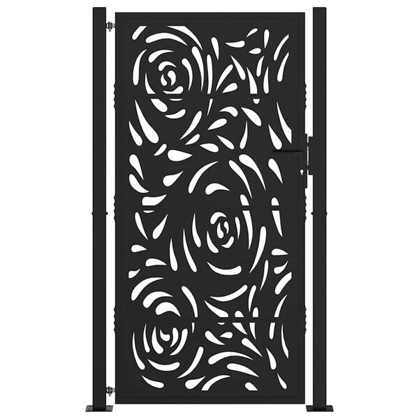 vidaXL Garden Gate Black 100x175 cm Steel Flame Design