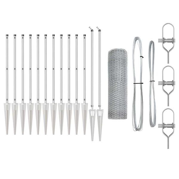 vidaXL Fence Post Silver 25 x 0.4 m (13 mm mesh) Steel