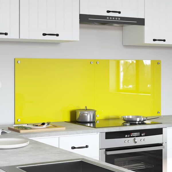 vidaXL Kitchen Backsplash 2 pcs Yellow 70 x 50 cm Tempered Glass