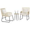 vidaXL Garden Dining Set 3 pcs Brown and Cream Poly rattan, steel