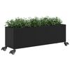 vidaXL Garden Planter with Wheels and 3 Pots Black 107x32x38 cm Poly Rattan