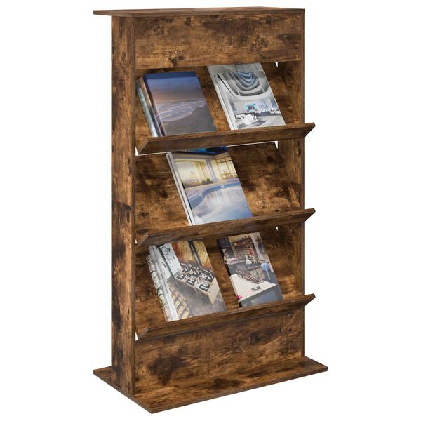 vidaXL Magazine Rack Smoked Oak 70 x 41 x 126 cm Engineered Wood
