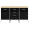 vidaXL Work Cabinet with Drawer 3 pcs Black and Grey 75 x 45 x 85 cm