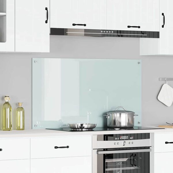 vidaXL Kitchen Backsplash White 110 x 60 x 0.6 cm Tempered Glass