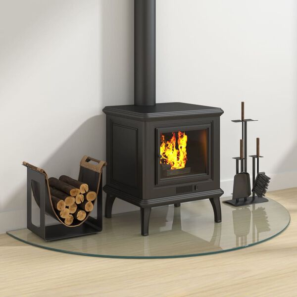 vidaXL Fireplace Glass Plate Half Round 1200x600 mm