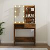 vidaXL Dressing Table with LED Brown Oak 74.5x40x141 cm