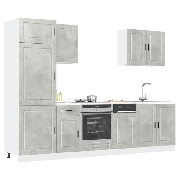 vidaXL 7 Piece Kitchen Cabinet Set Porto Concrete Grey Engineered Wood