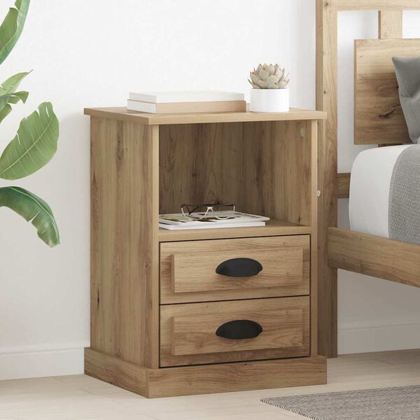 vidaXL Bedside Cabinet with Drawer 2 pcs Artisan Oak 36 x 43 x 60 cm