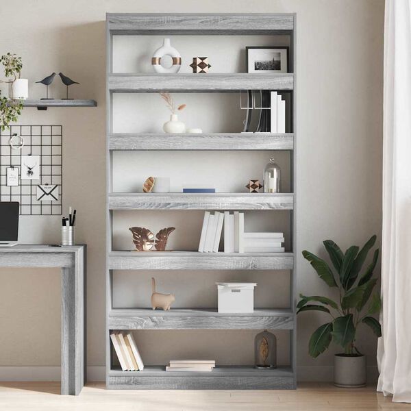 vidaXL Book Cabinet Grey sonoma 100 x 30 x 198 cm Engineered Wood