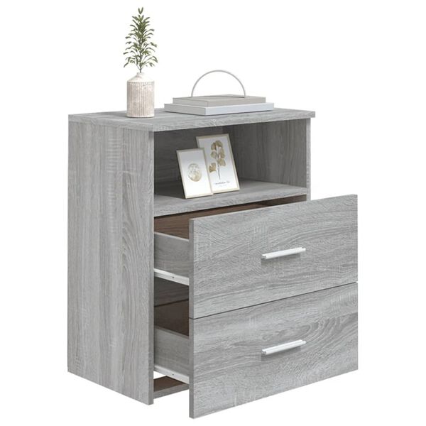vidaXL Bed Cabinets 2 pcs Grey Sonoma 50x32x60 cm
