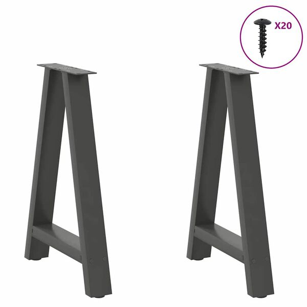 vidaXL Dining Table Legs A-Shaped 2 pcs Anthracite&nbsp;50x(72-73) cm Steel