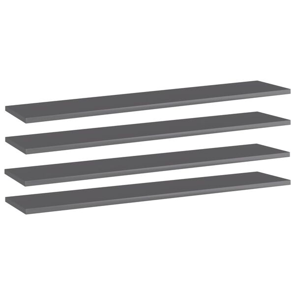 vidaXL Bookshelf Boards 4 pcs High Gloss Grey 100x20x1.5 cm Engineered Wood