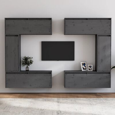 vidaXL TV Cabinets 6 pcs Grey Solid Wood Pine