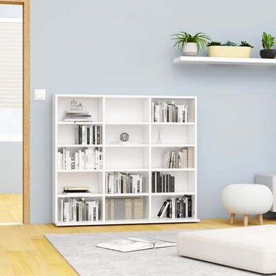 vidaXL CD Cabinet High Gloss White 102x23x89.5 cm Engineered Wood