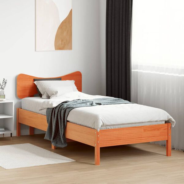 vidaXL Bed Frame without Mattress Wax Brown 90x200 cm Solid Wood Pine