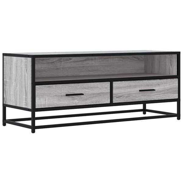 vidaXL TV Cabinet Grey Sonoma 100x34.5x40 cm Engineered Wood and Metal