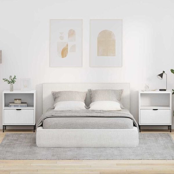 vidaXL Bedside Cabinet 2 pcs White 49 x 36 x 61 cm Engineered wood
